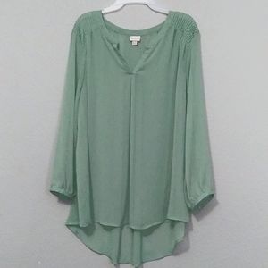 Merona XXL Sheer light green top. 100% polyester.